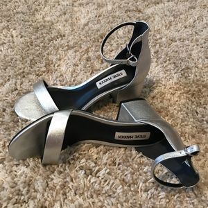 Steve Madden Irenee Strappy Silver Block Heels